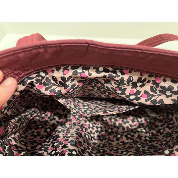 Vera Bradley Burgundy Wine Purse Quilted Shoulder Bag Double Straps Pockets - Picture 6 of 7